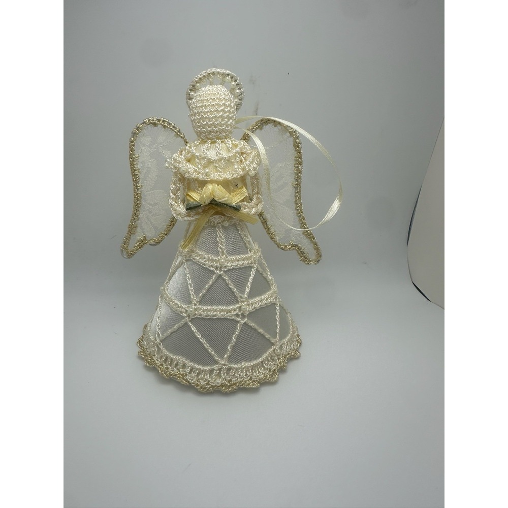 Handmade Beautiful White Crochet Angel Praying ornament